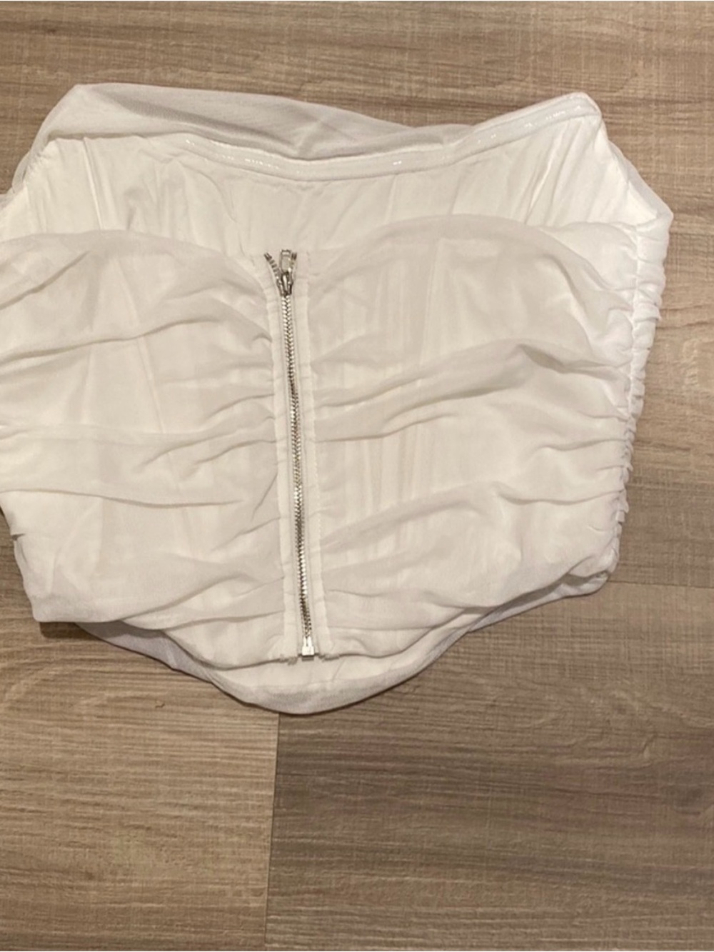 Amazon White Ruched Mini Skirt - Picture 3 of 3